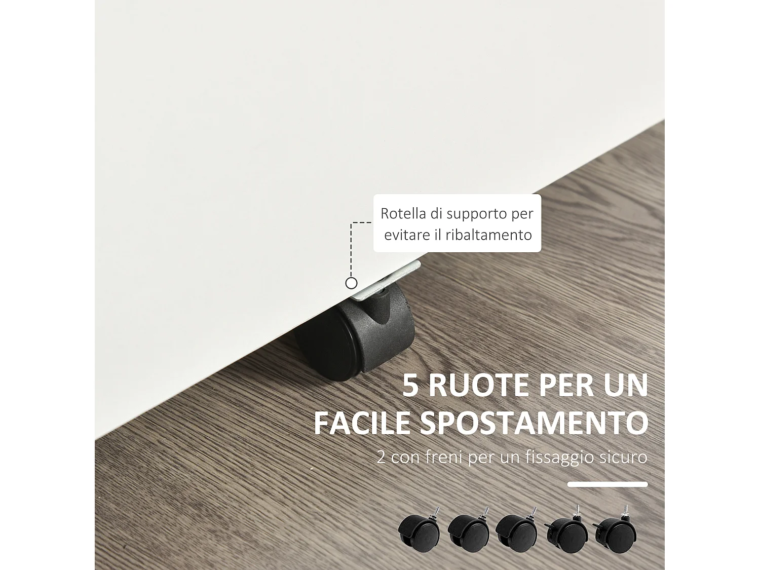 Cassettiera ufficio a 2 cassetti in truciolato bianco