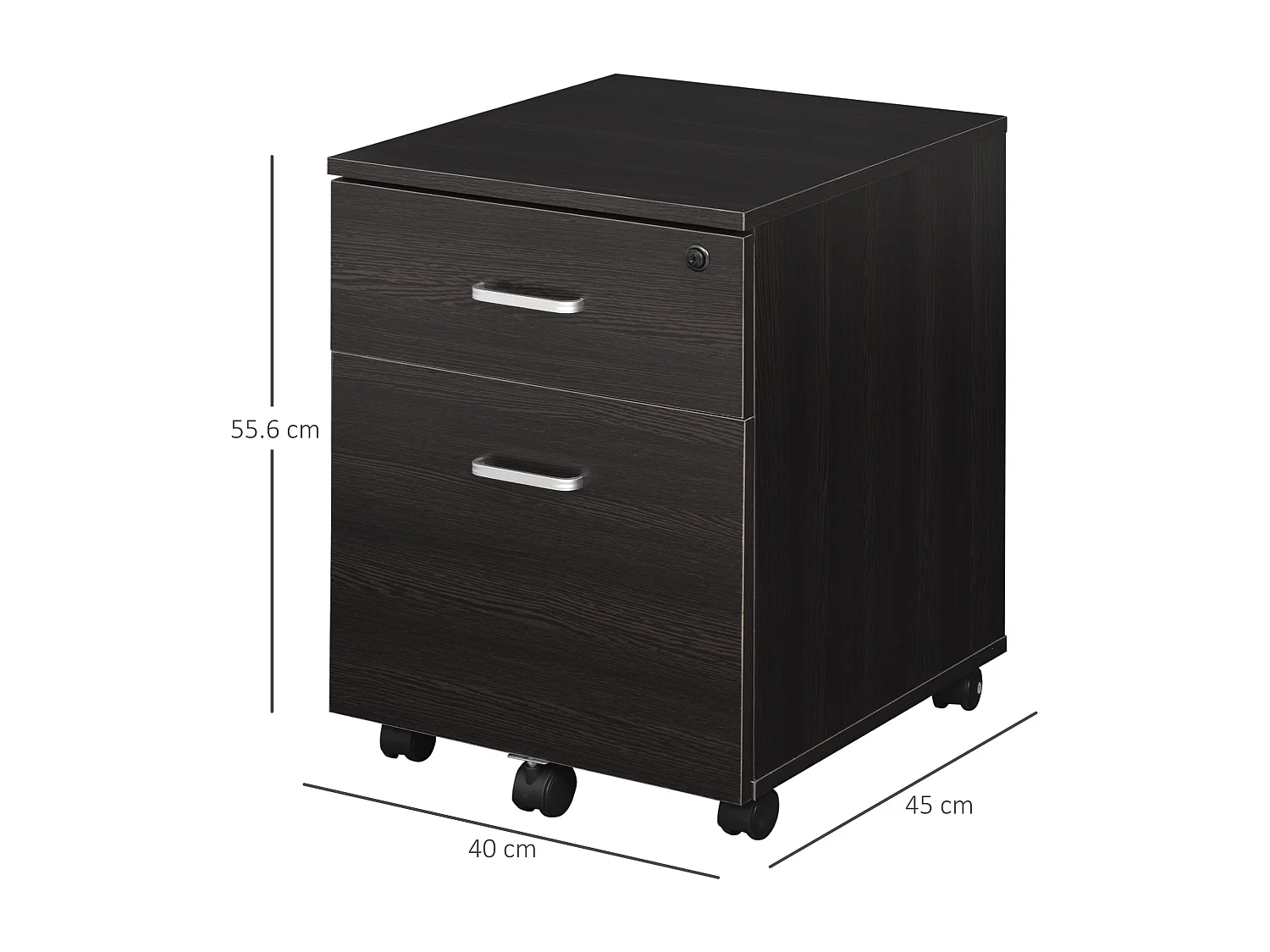 Cassettiera portadocumenti per ufficio con 2 cassetti e serratura