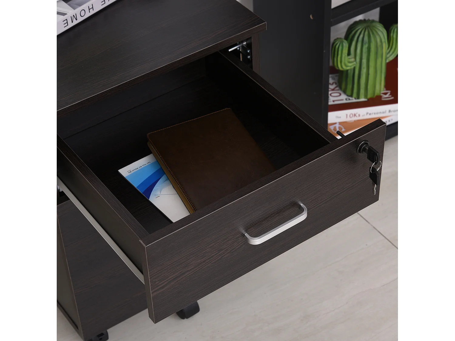 Cassettiera portadocumenti per ufficio con 2 cassetti e serratura