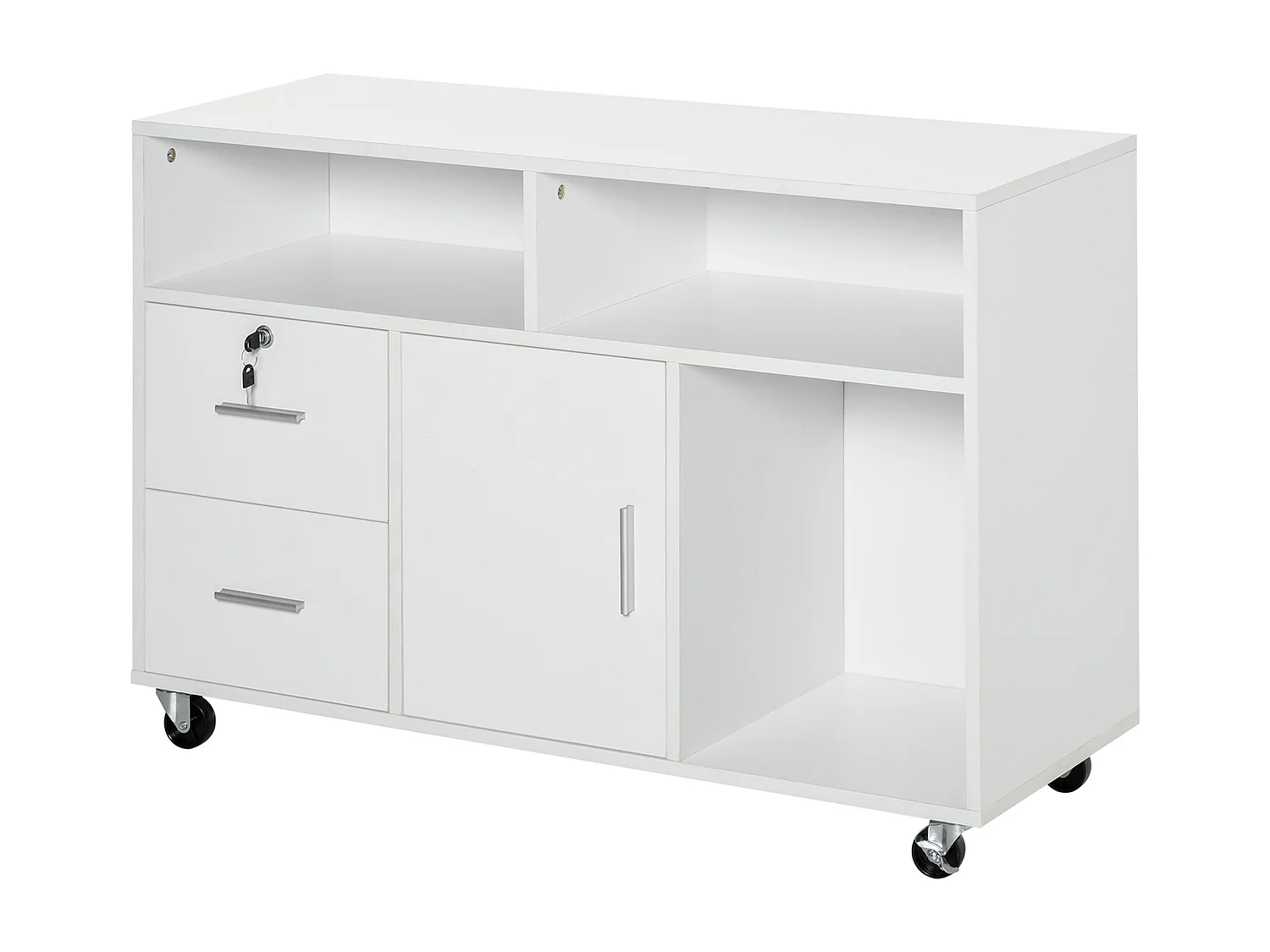 Mobile porta stampante con cassetti mobiletto multiuso bianco
