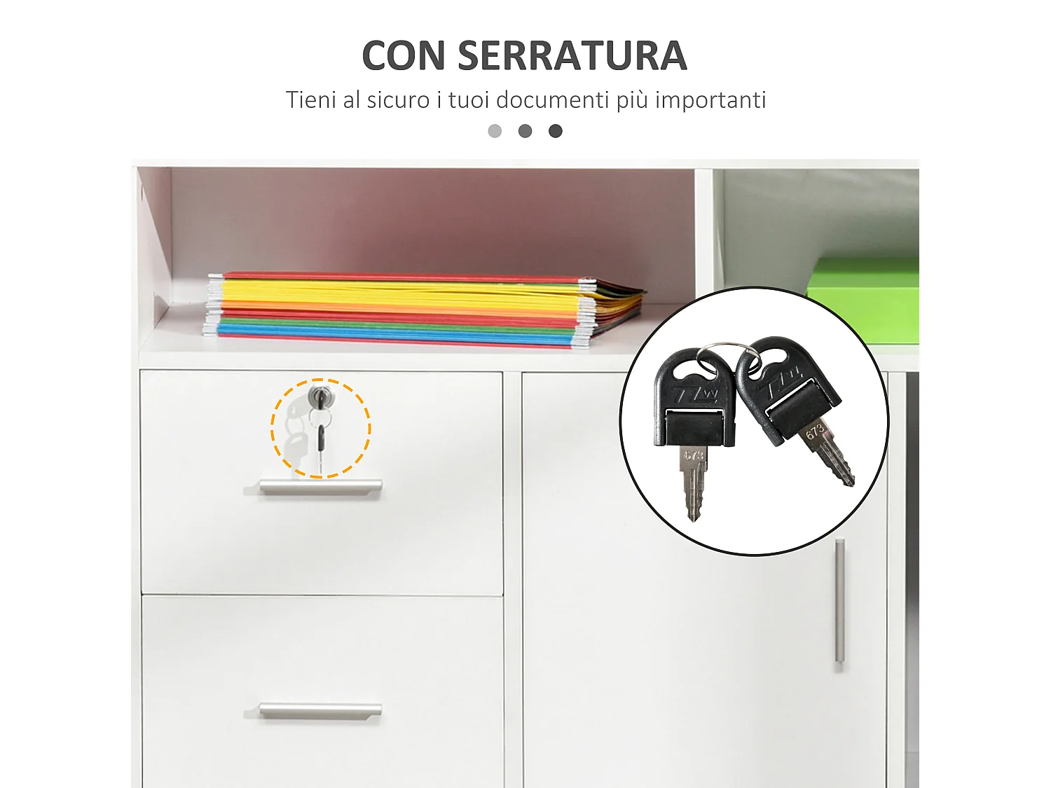 Mobile porta stampante con cassetti mobiletto multiuso bianco