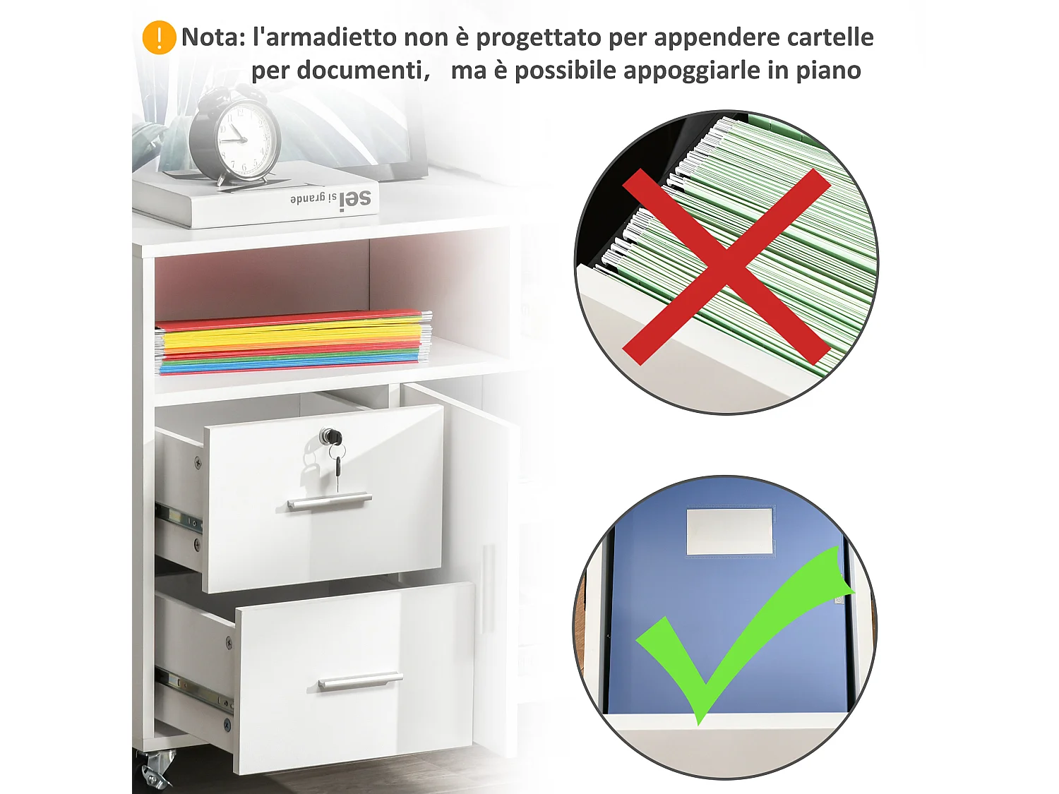 Mobile porta stampante con cassetti mobiletto multiuso bianco