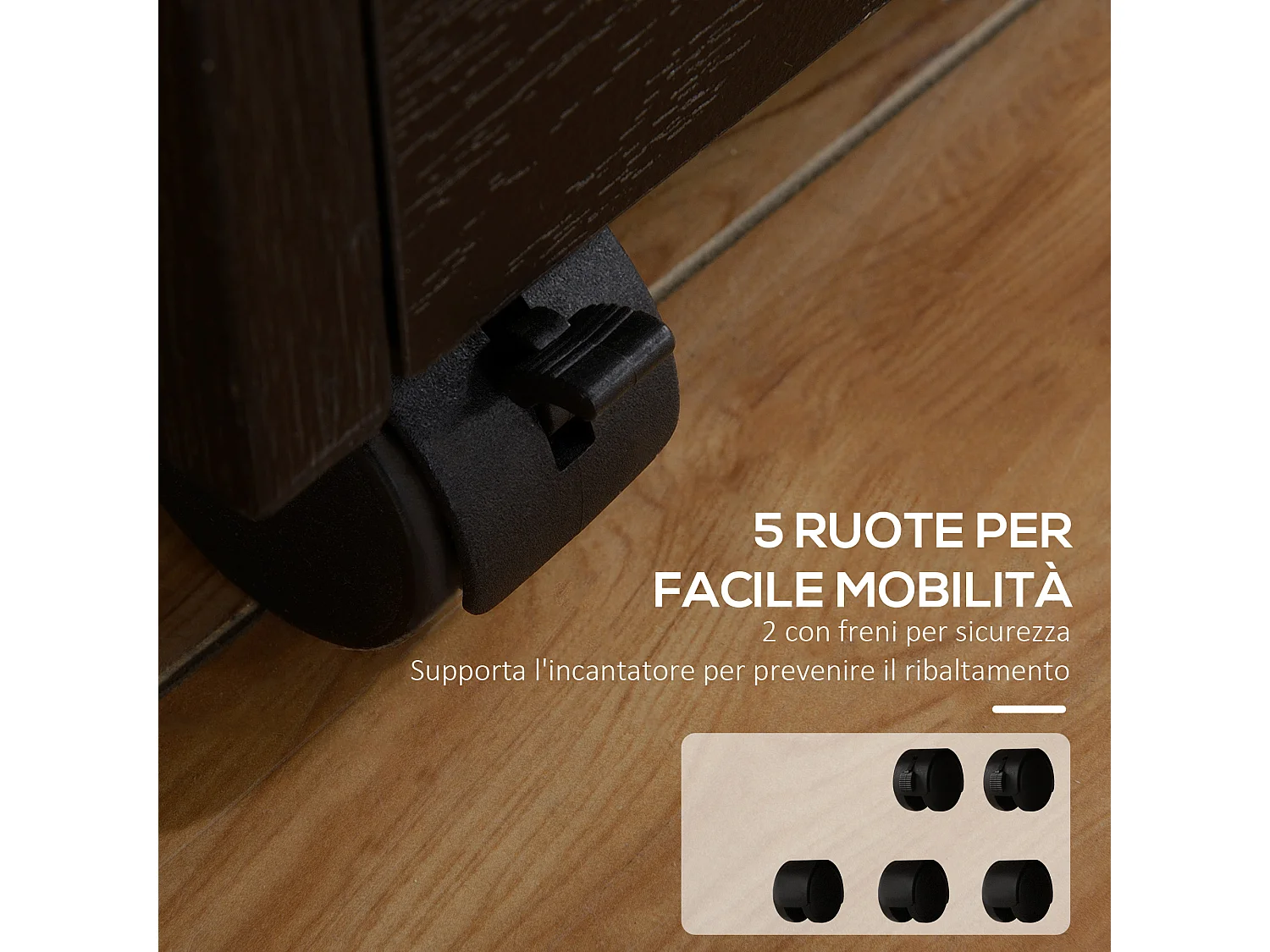 Cassettiera portadocumenti a 3 cassetti con chiavi e 5 ruote nero