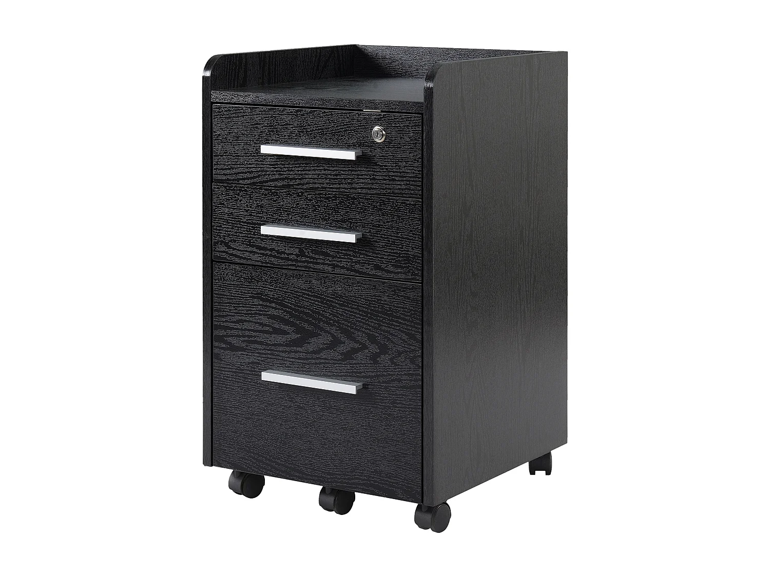 Cassettiera portadocumenti a 3 cassetti con chiavi e 5 ruote nero