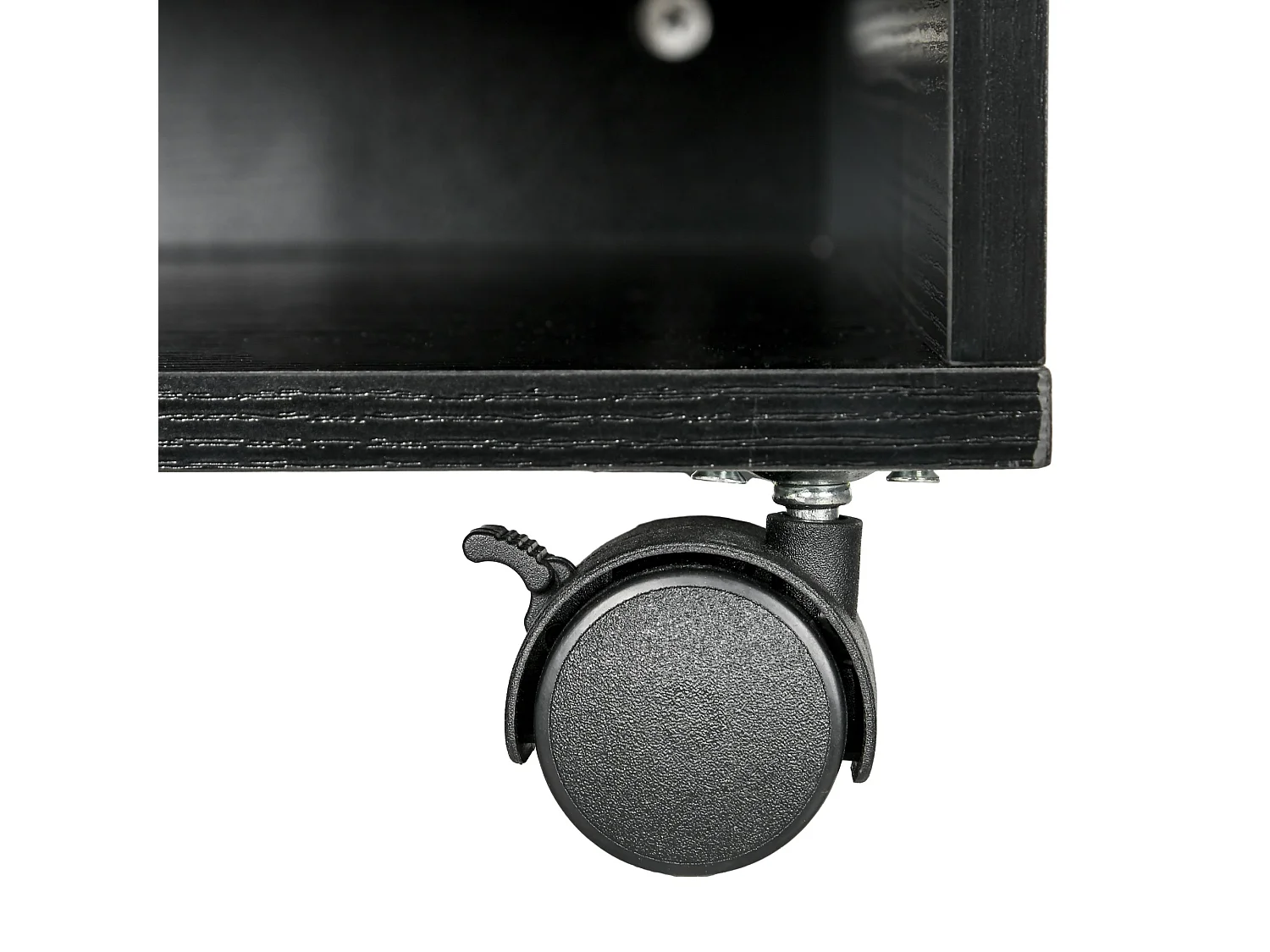 Mobile porta stampante a 2 ripiani con ruote in legno nero