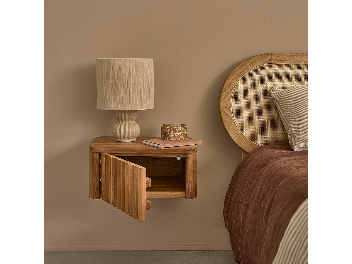 Comodino sospeso in teak massello 45 cm