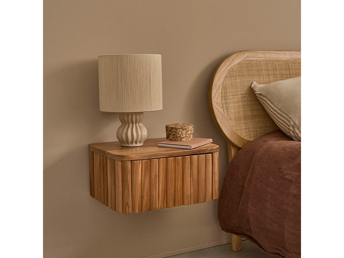 Comodino sospeso in teak massello 45 cm