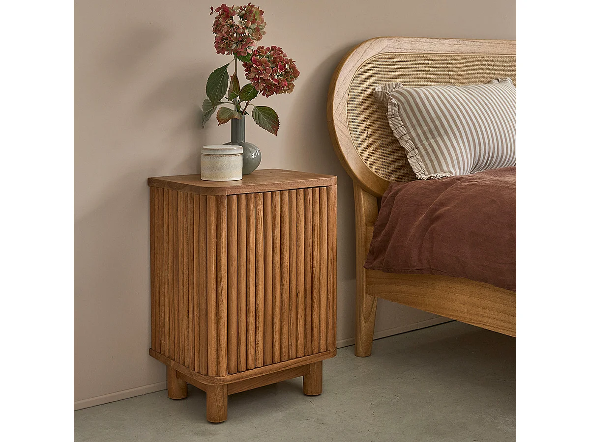 Mesita de noche de teca maciza