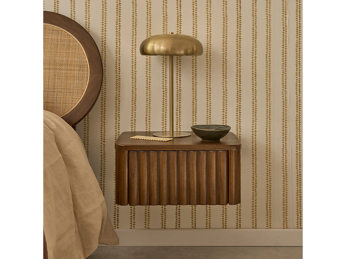 Mesita de noche suspendida de mindi macizo 45 cm