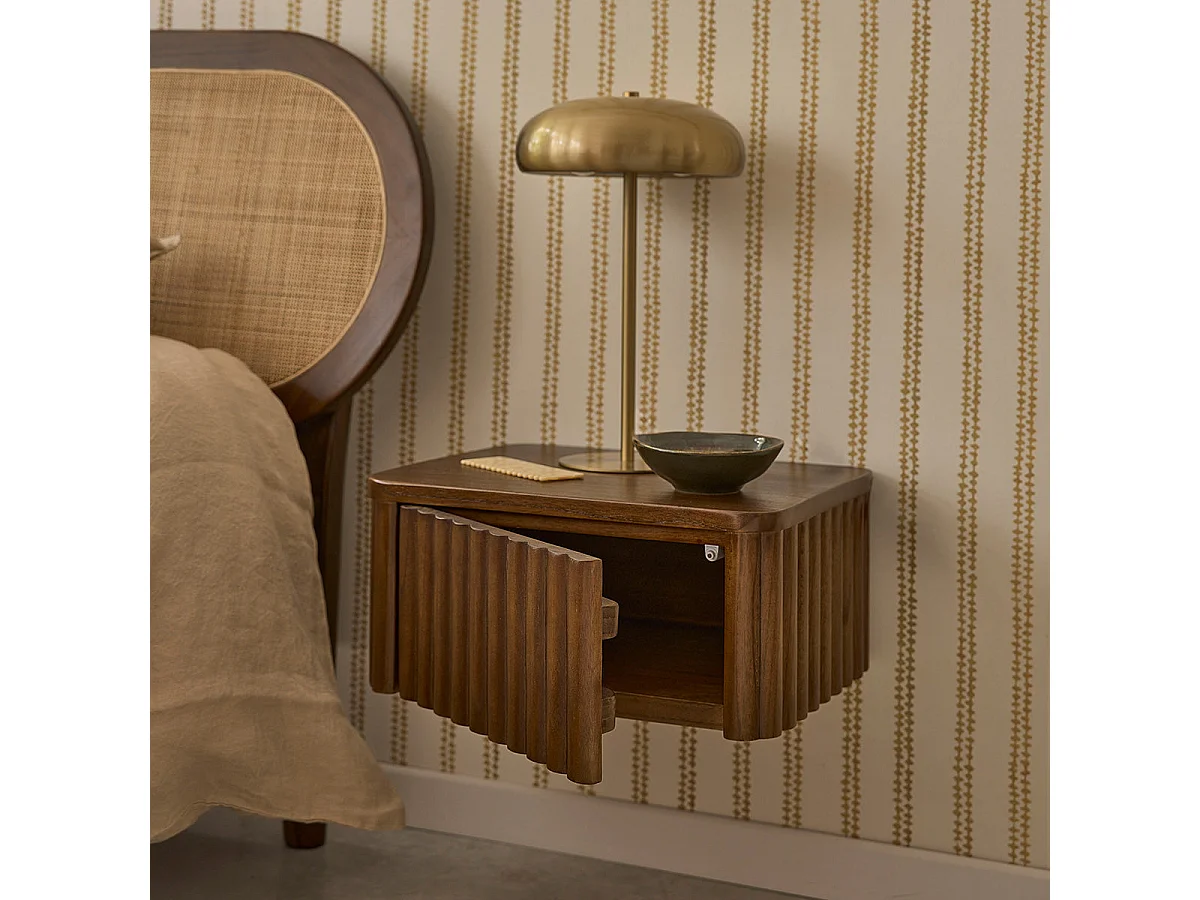 Mesita de noche suspendida de mindi macizo 45 cm