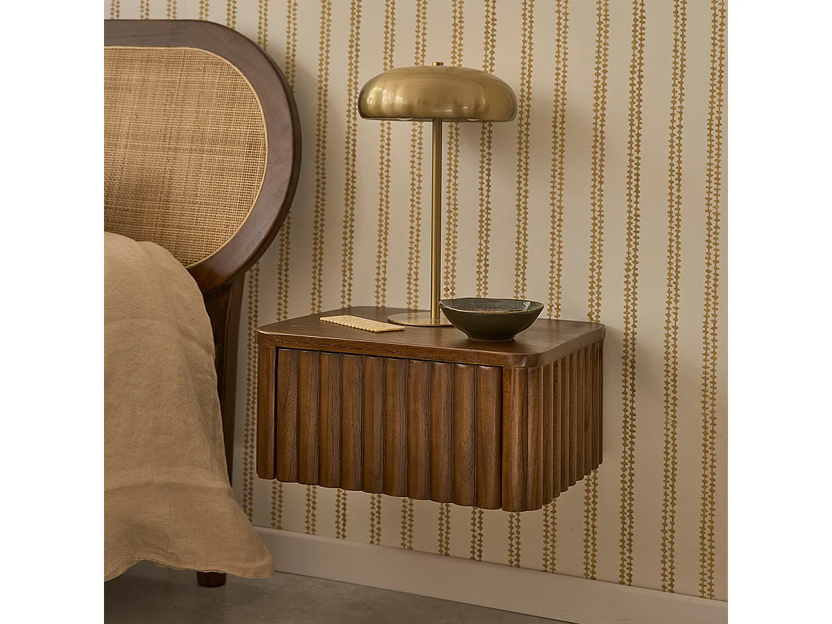 Mesita de noche suspendida de mindi macizo 45 cm