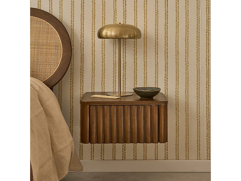 Mesita de noche suspendida de mindi macizo 45 cm