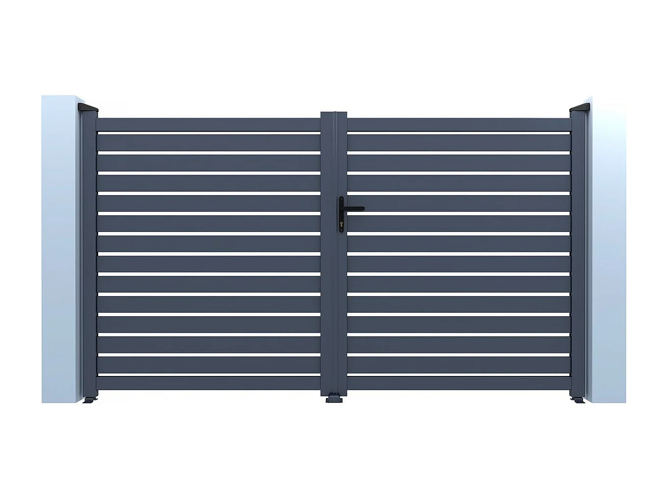 Portail semi-ajouré en aluminium "Julien"- 340 x 140 cm - Gris