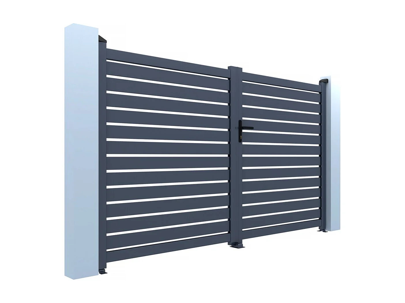 Portail semi-ajouré en aluminium "Julien"- 340 x 140 cm - Gris