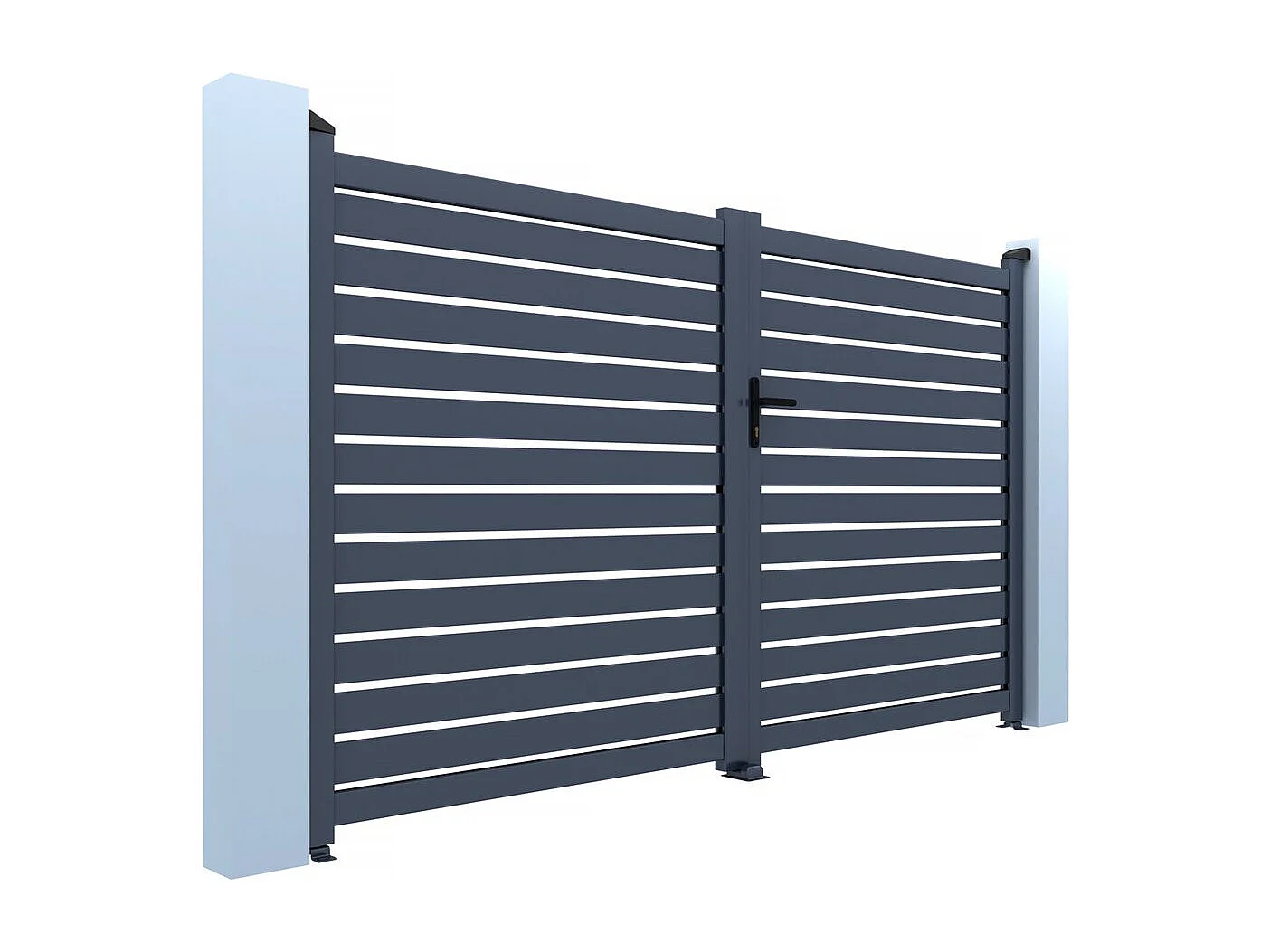 Portail semi-ajouré en aluminium "Julien"- 340 x 140 cm - Gris