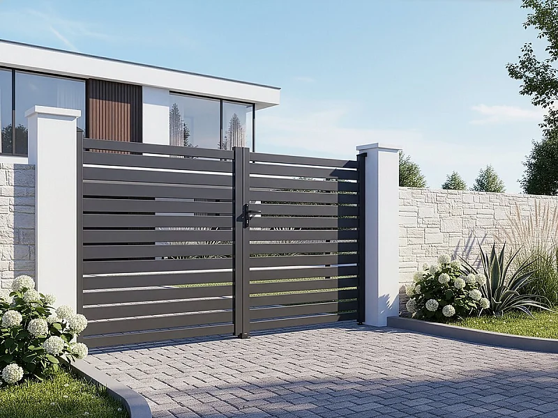 Aluminium half-doorlat "Julien" grijs 340x140 cm rechts openslaand, modern en robuust design