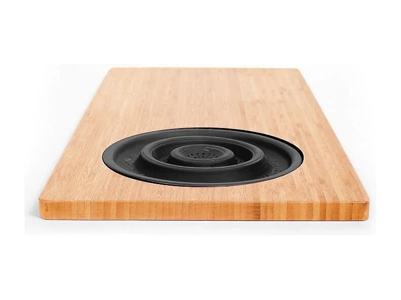 Planche a découper en bambou - JOCCA - Passoire en plastique - 58 x 29 x 1,8 cm - Naturel et noir