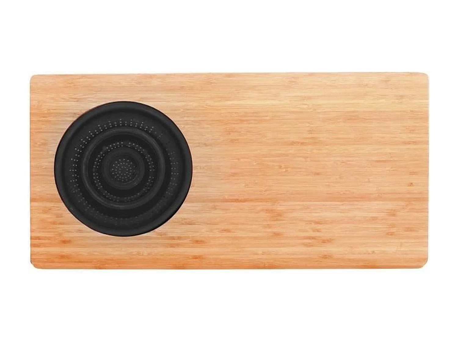 Tabla de cortar de bambú con colador de plástico, 58 x 29 x 1,8 cm - Natural y negra
