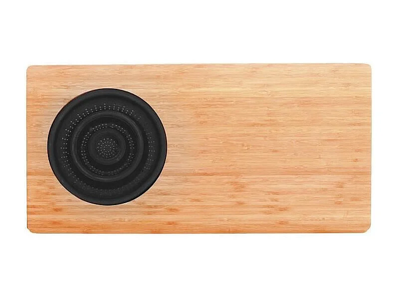 Planche a découper en bambou - JOCCA - Passoire en plastique - 58 x 29 x 1,8 cm - Naturel et noir
