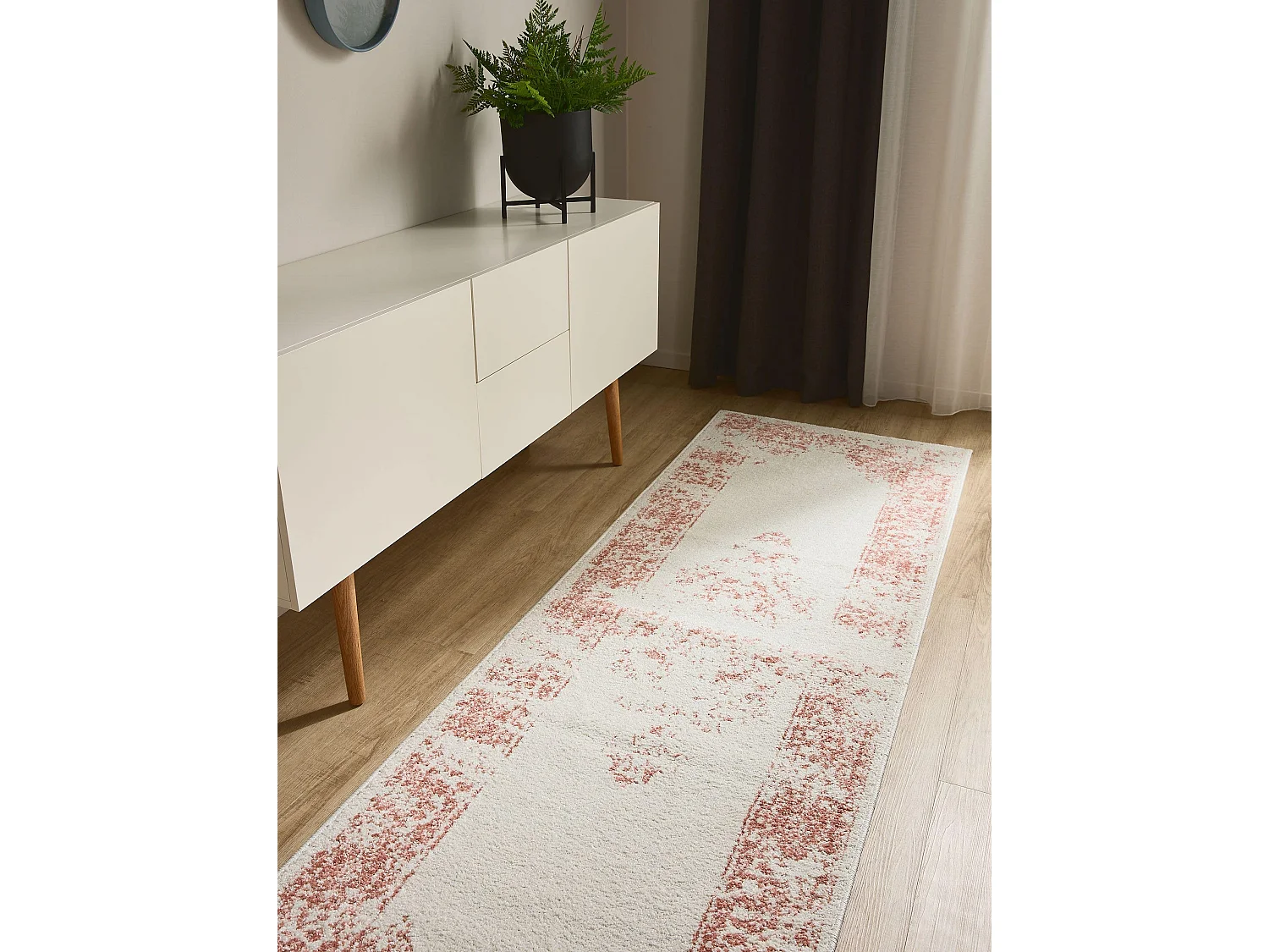 Tapis de couloir Sia Crème/Rose 80x240 cm