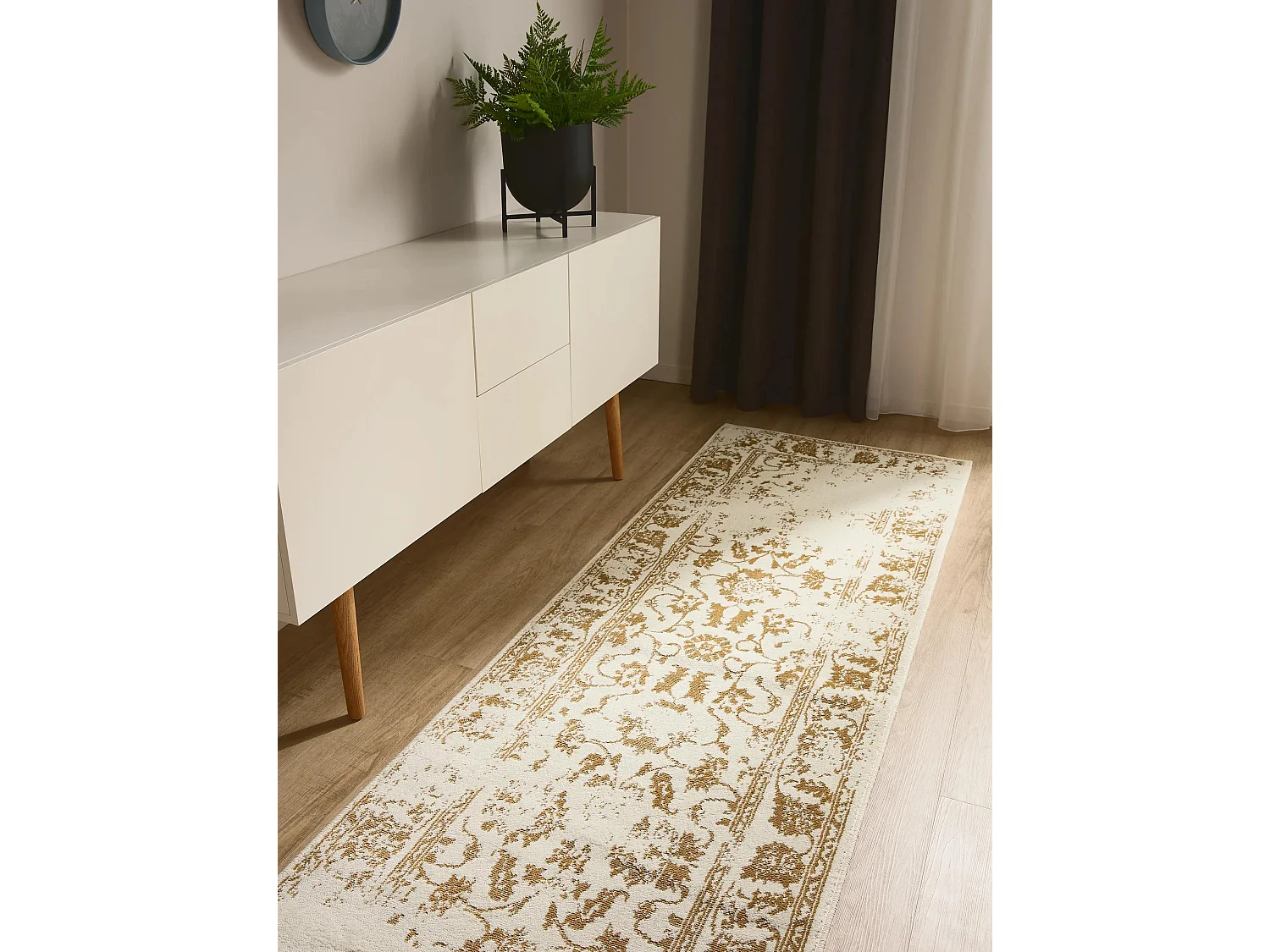 Tapis Suki Crème/Jaune 80x240 cm