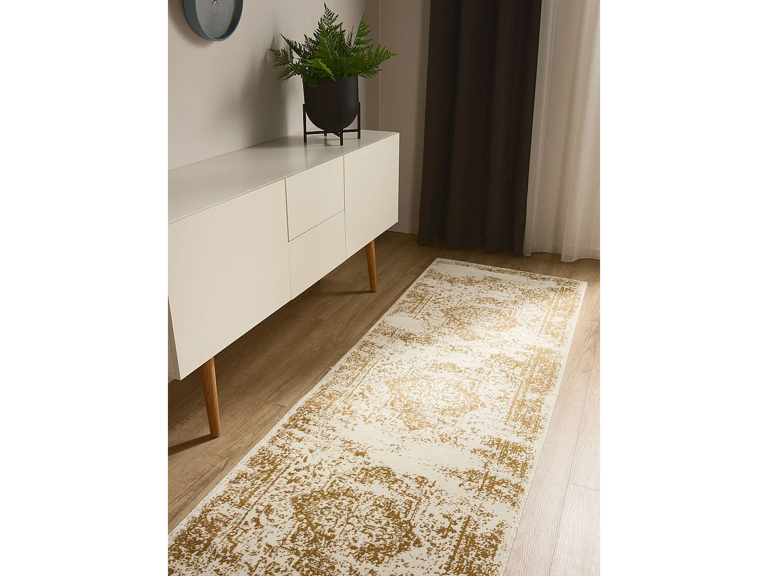 Tapis Suki Crème/Jaune 80x240 cm