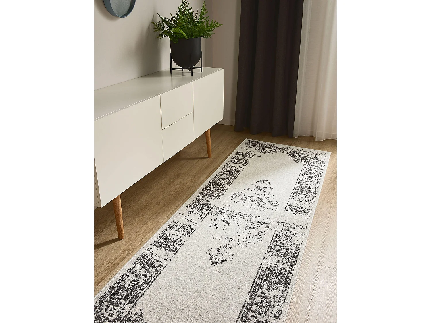 Tapis de couloir Sia Crème/Gris 80x240 cm