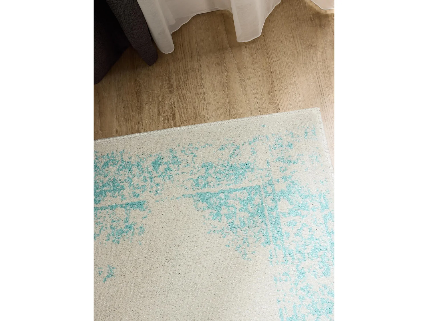 Tapis de couloir Sia Crème/Turquoise 80x240 cm