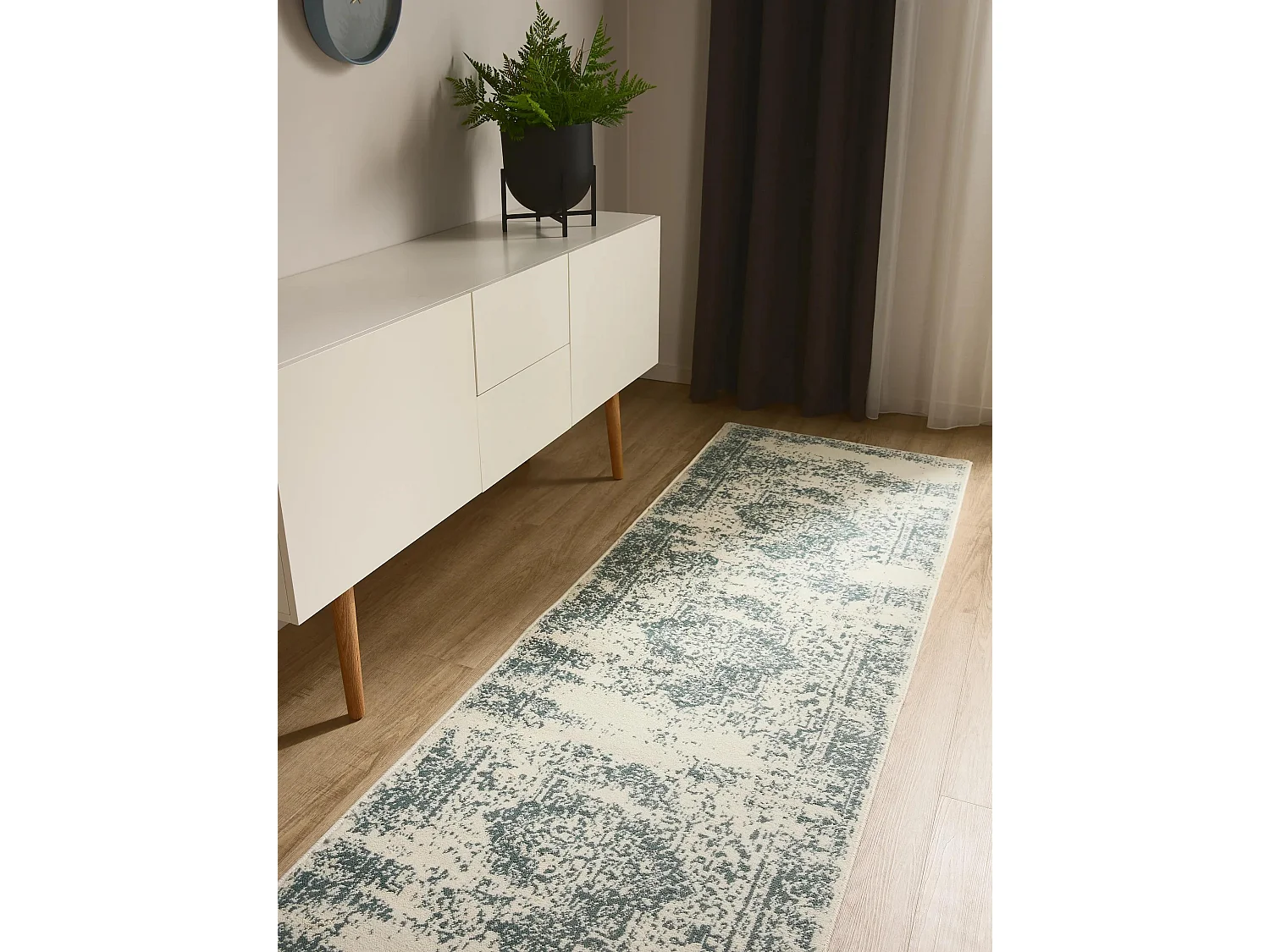 Tapis Suki Crème/Menthe 80x240 cm