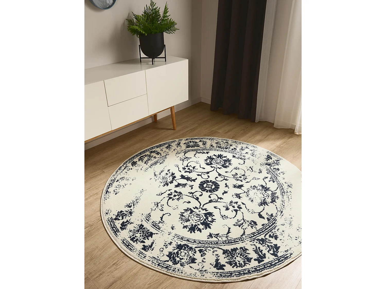 Tapis Suki Crème/Bleu ø 120 cm rond