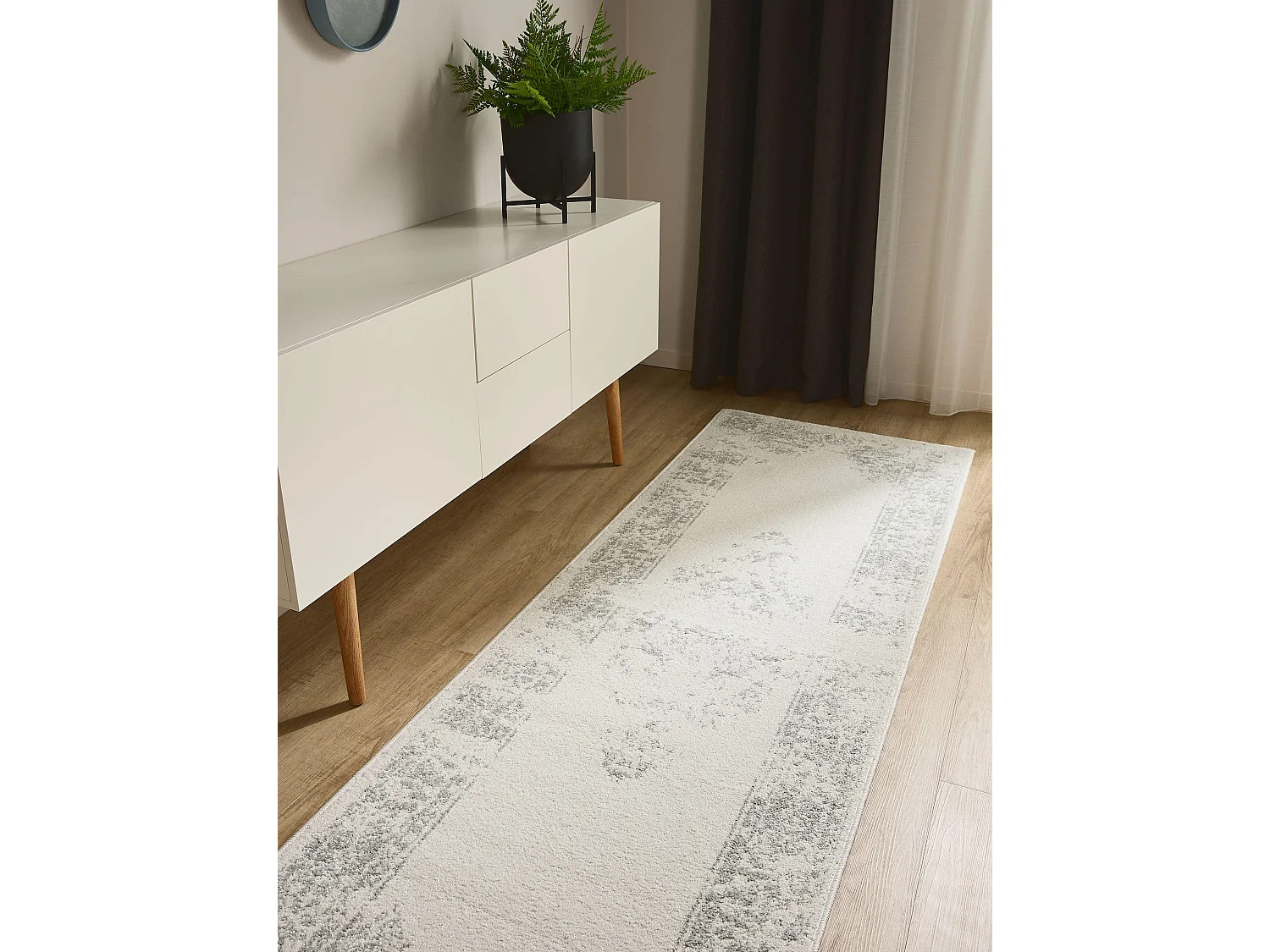 Tapis de couloir Sia Crème/Taupe 80x240 cm