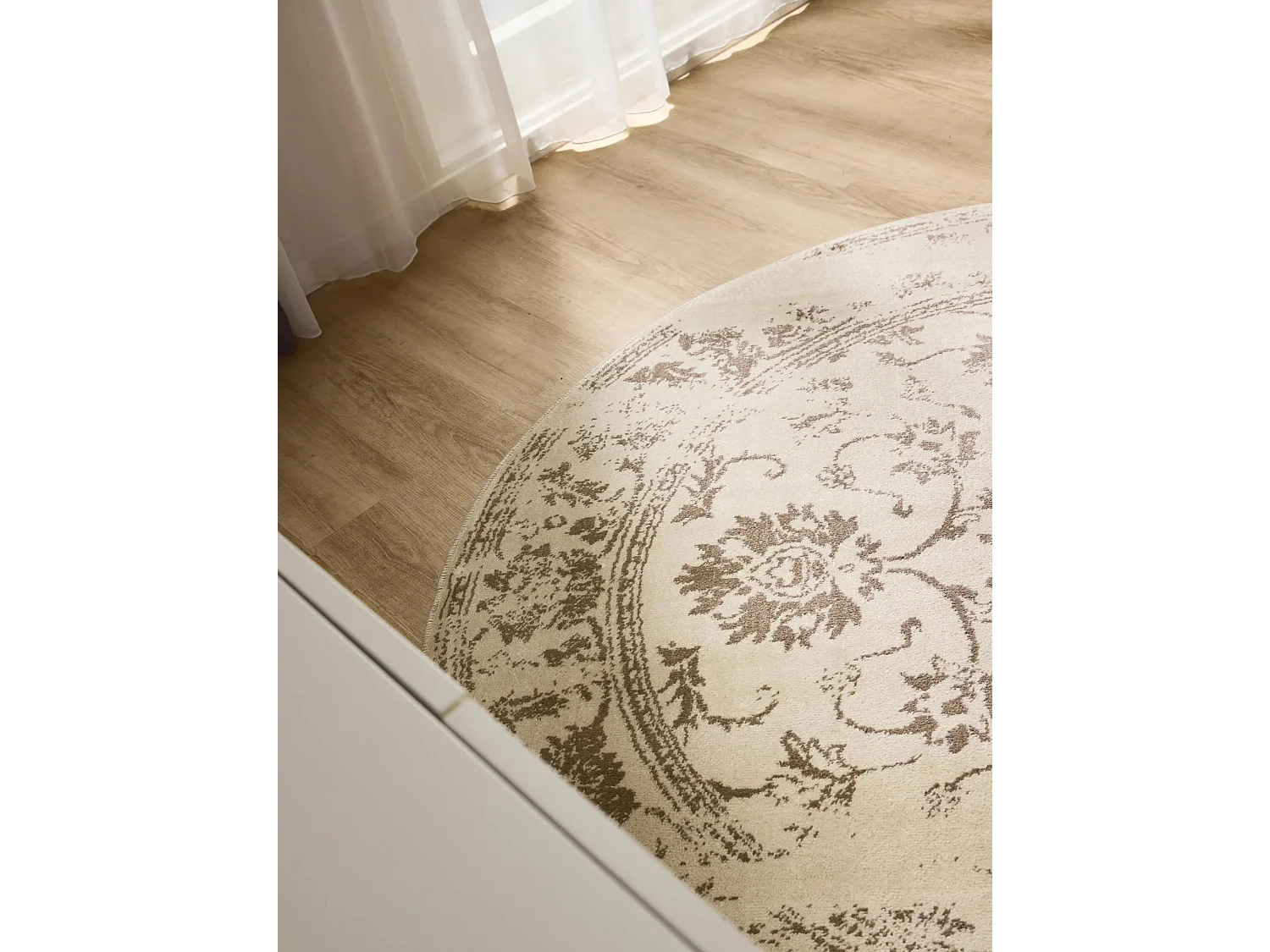 Tapis Suki Crème/Marron ø 120 cm rond