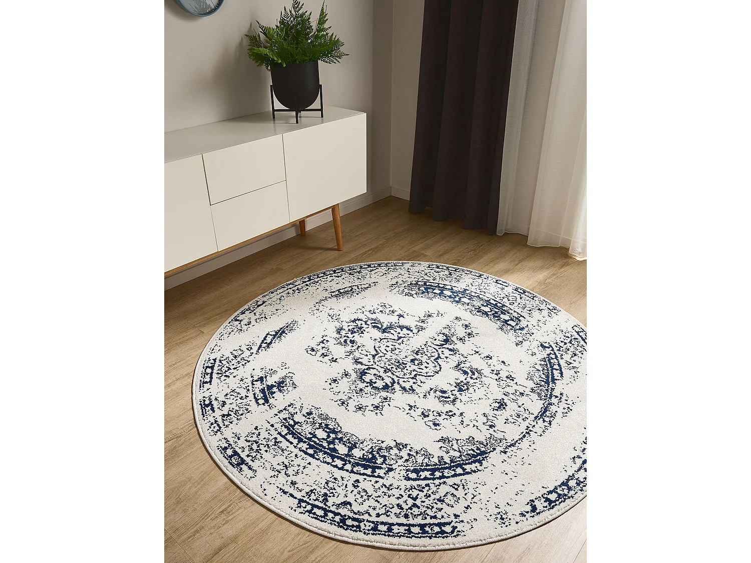 Tapis Sia Crème/Bleu ø 120 cm rond