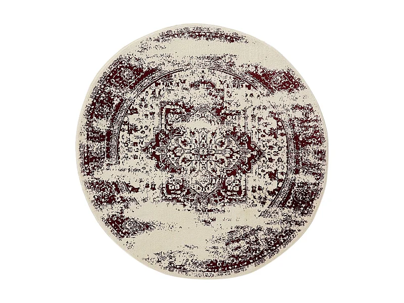 Tapis Suki Crème/Rouge ø 120 cm rond