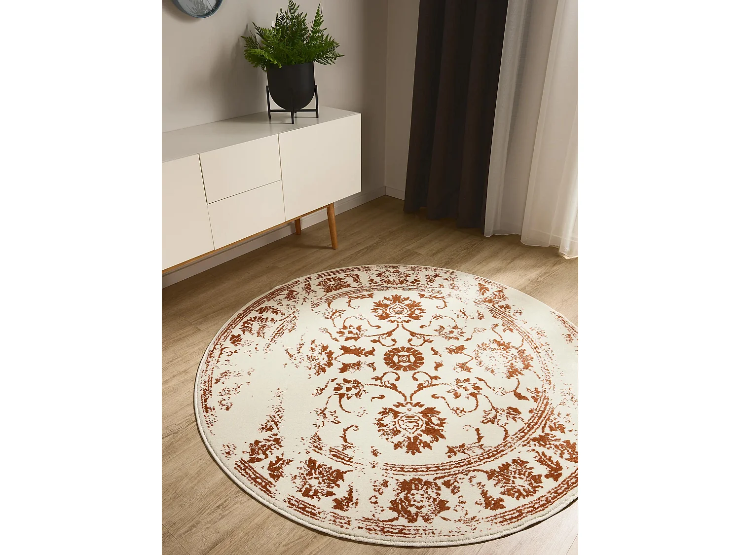 Tapis Suki Crème/Orange ø 120 cm rond