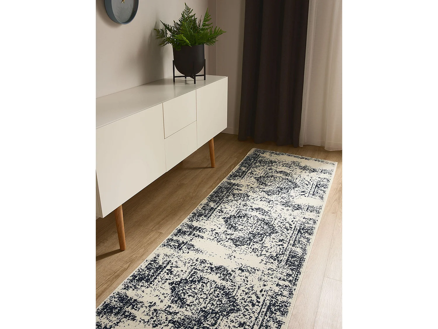 Tapis Suki Crème/Bleu 80x240 cm
