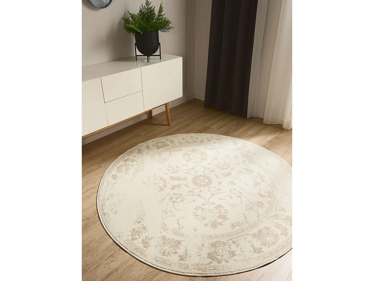 Tapis Suki Crème/Beige ø 120 cm rond