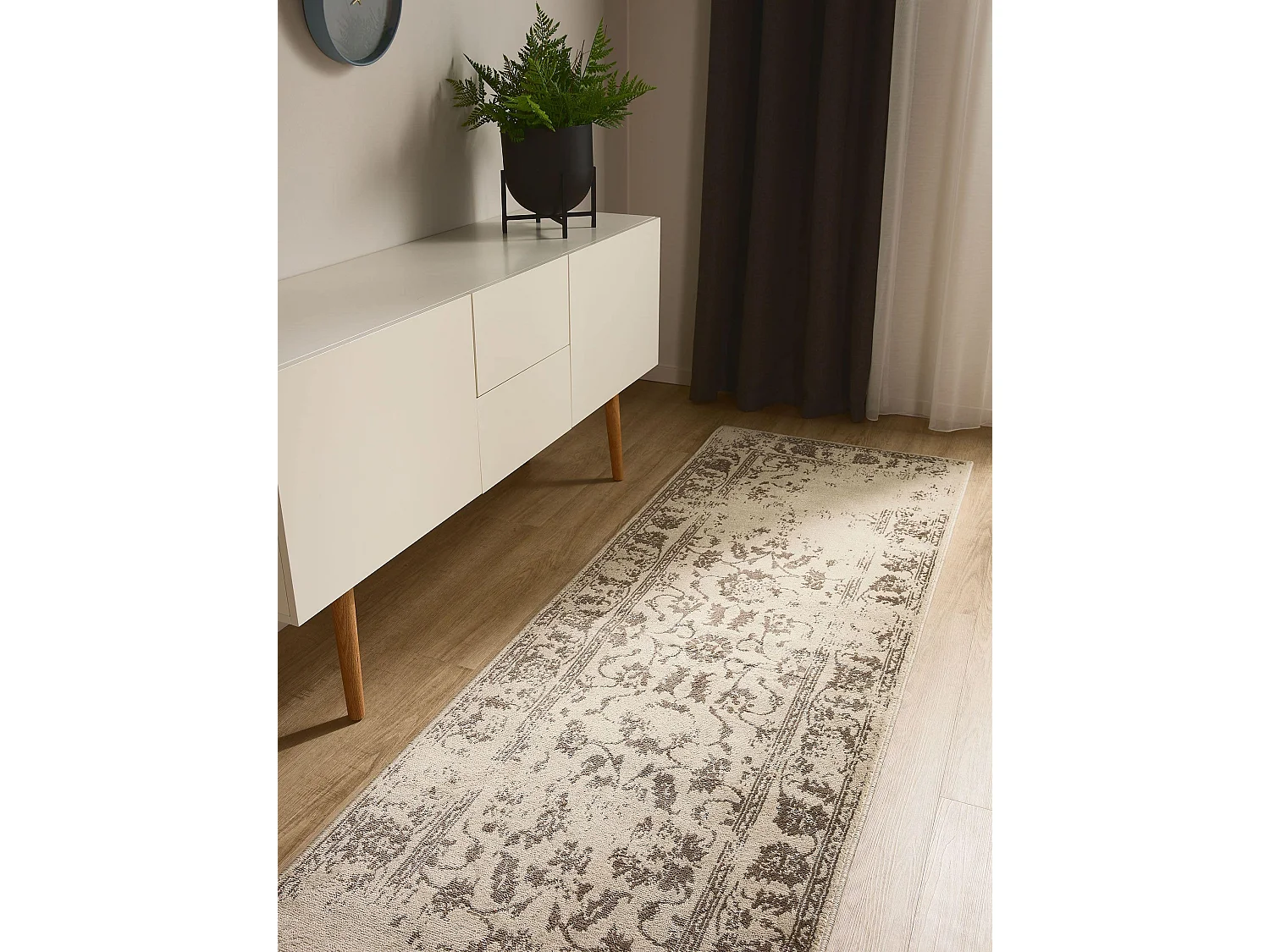 Tapis Suki Crème/Marron 80x240 cm