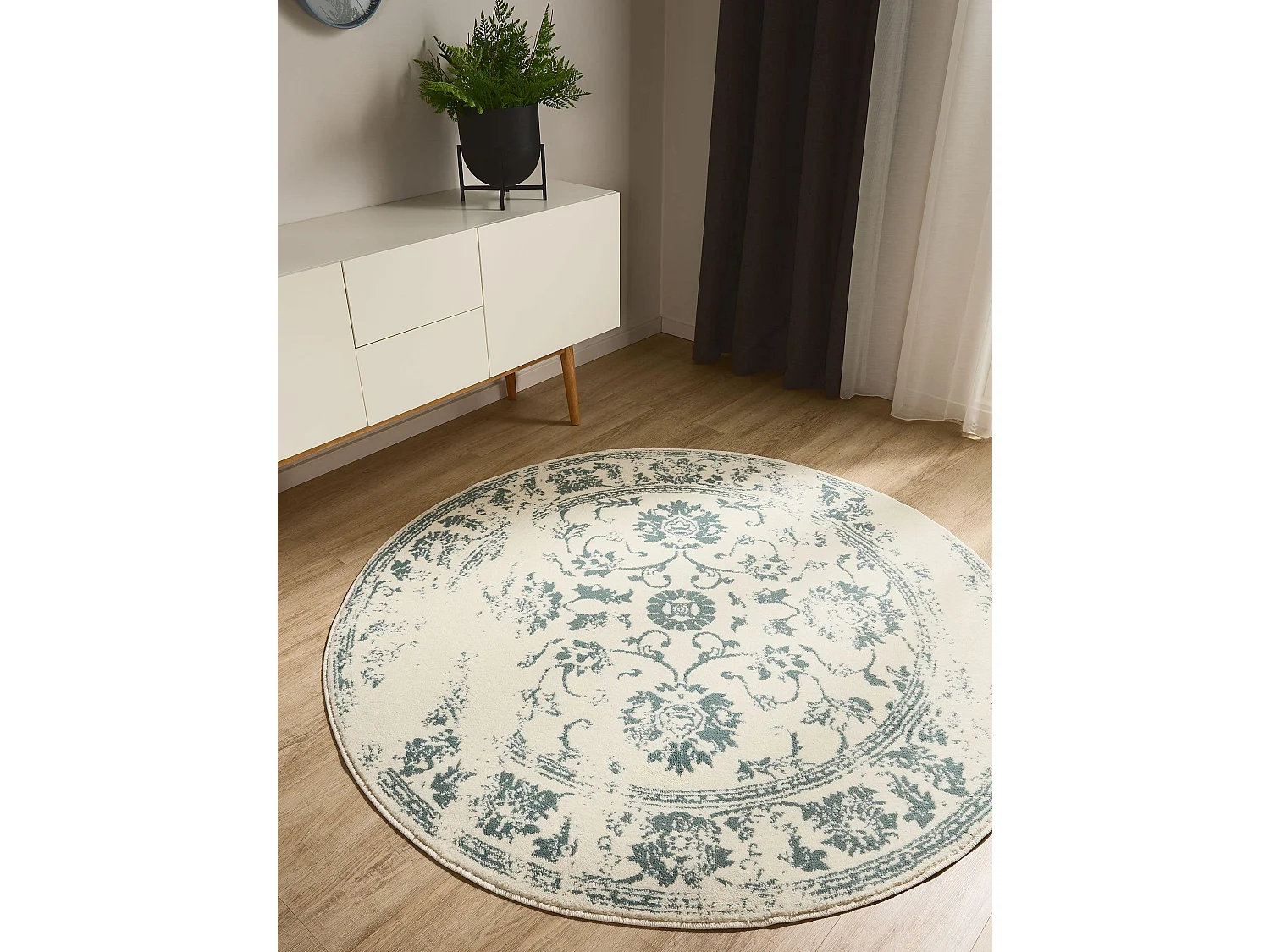 Tapis Suki Crème/Menthe ø 120 cm rond