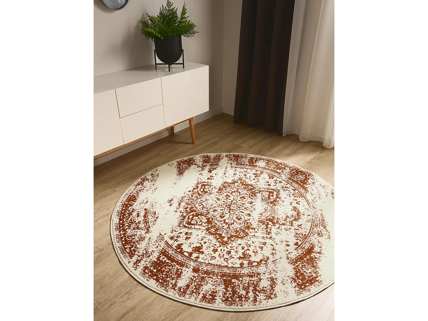 Tapis Suki Crème/Orange ø 160 cm rond