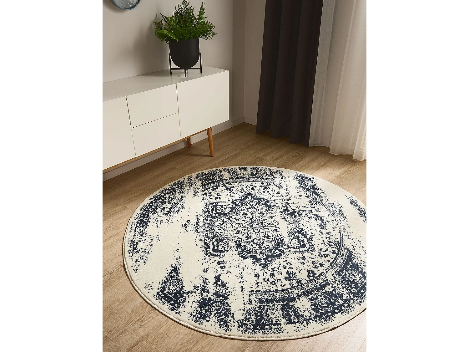 Tapis Suki Crème/Bleu ø 120 cm rond