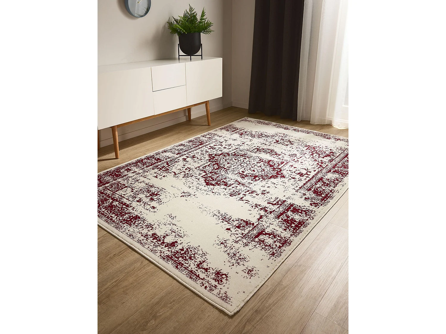 Tapis Suki Crème/Rouge 120x170 cm