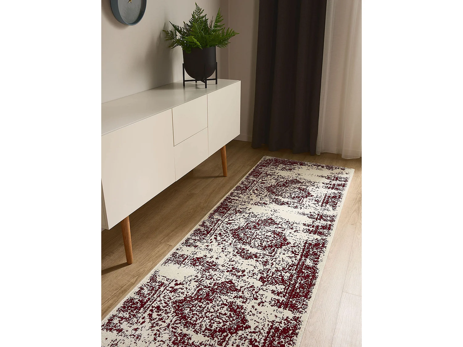 Tapis Suki Crème/Rouge 80x240 cm