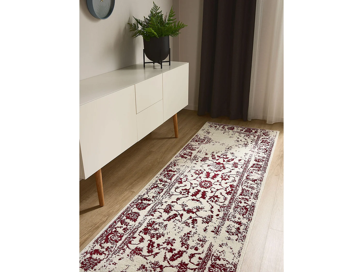 Tapis Suki Crème/Rouge 80x240 cm