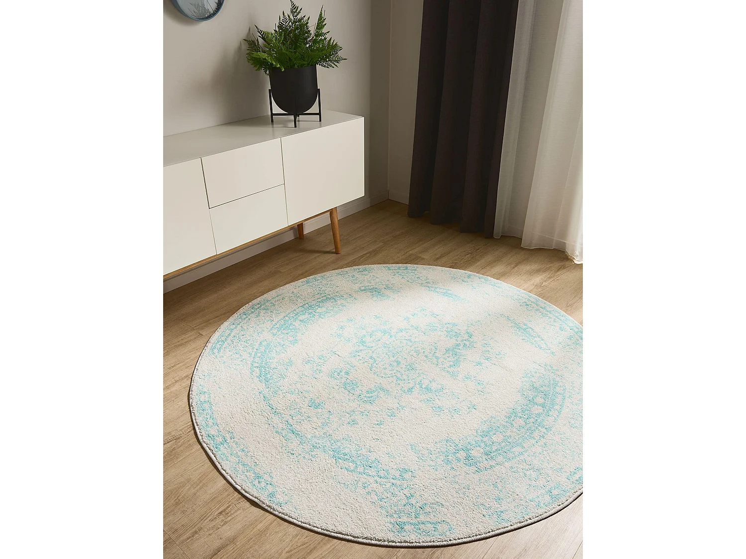 Tapis Sia Crème/Turquoise ø 120 cm rond