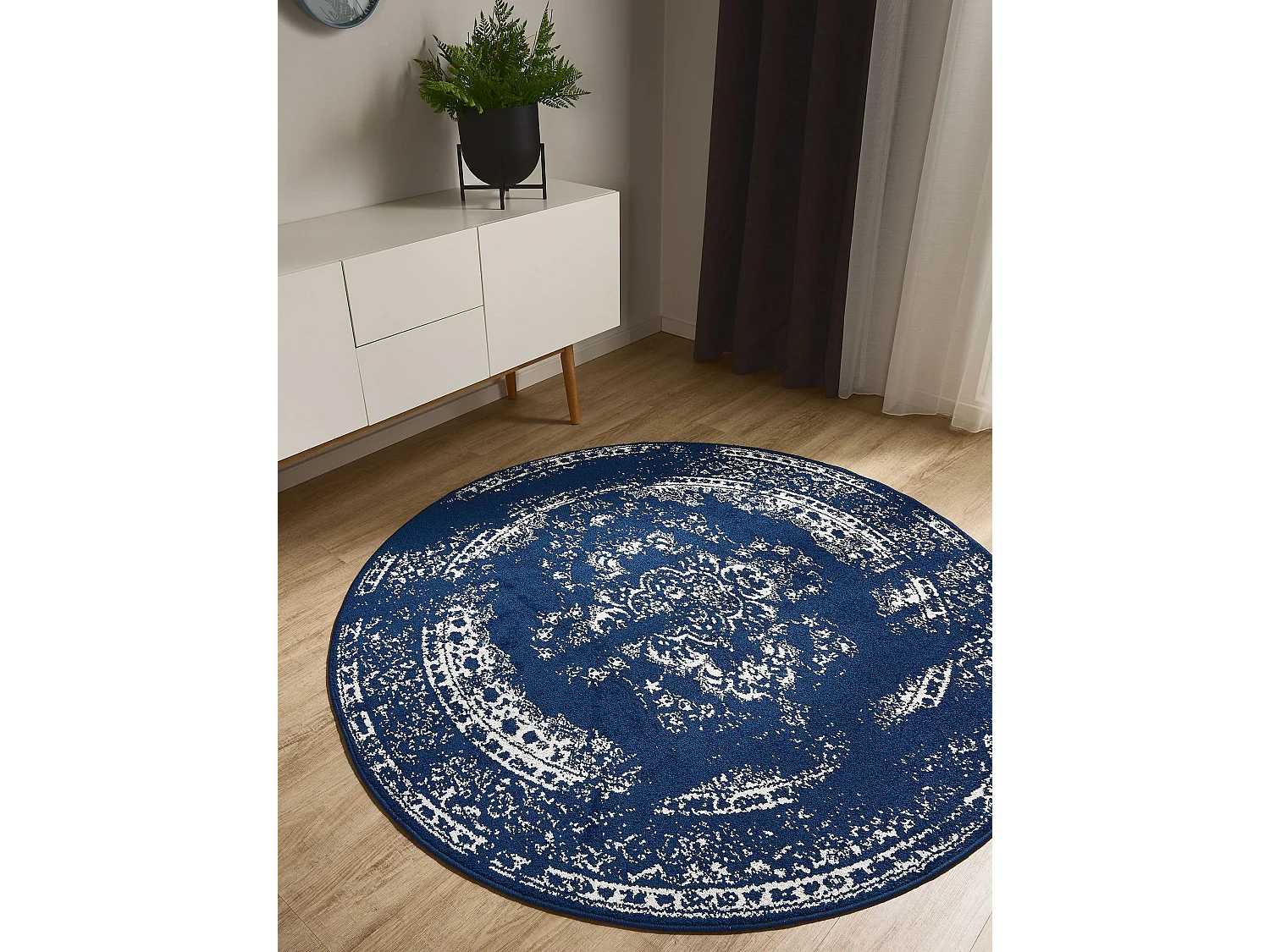 Tapis Sia Bleu ø 160 cm rond