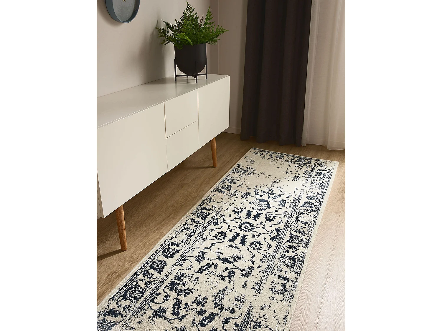 Tapis Suki Crème/Bleu 80x240 cm