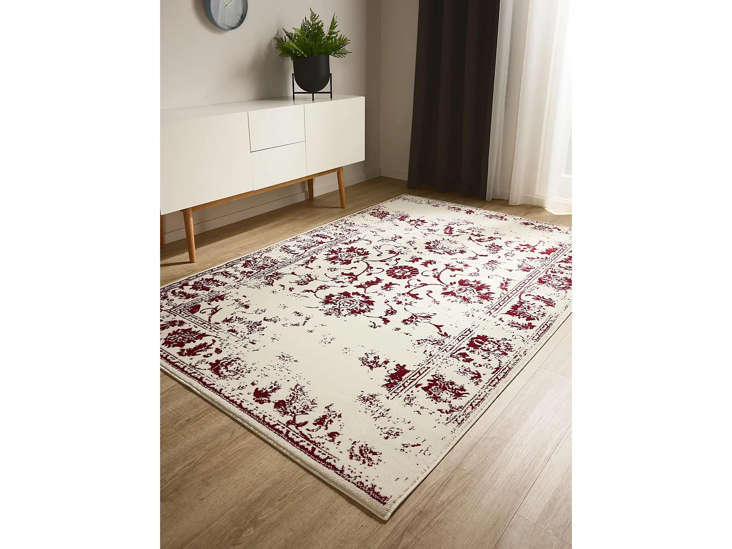 Tapis Suki Crème/Rouge 80x150 cm