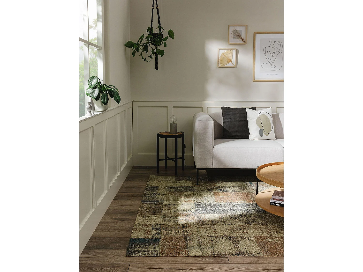 Tapis tissé à plat Frencie Beige/Bleu 120x180 cm