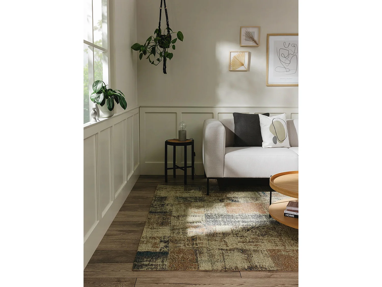 Tapis tissé à plat Frencie Beige/Bleu 120x180 cm